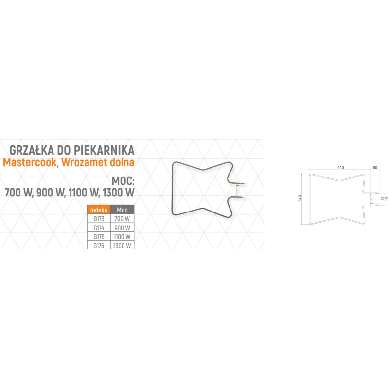Grzałka Wrozamet Mastercook Dolna 1100W Grzałka Wrozamet Mastercook Dolna 1100W